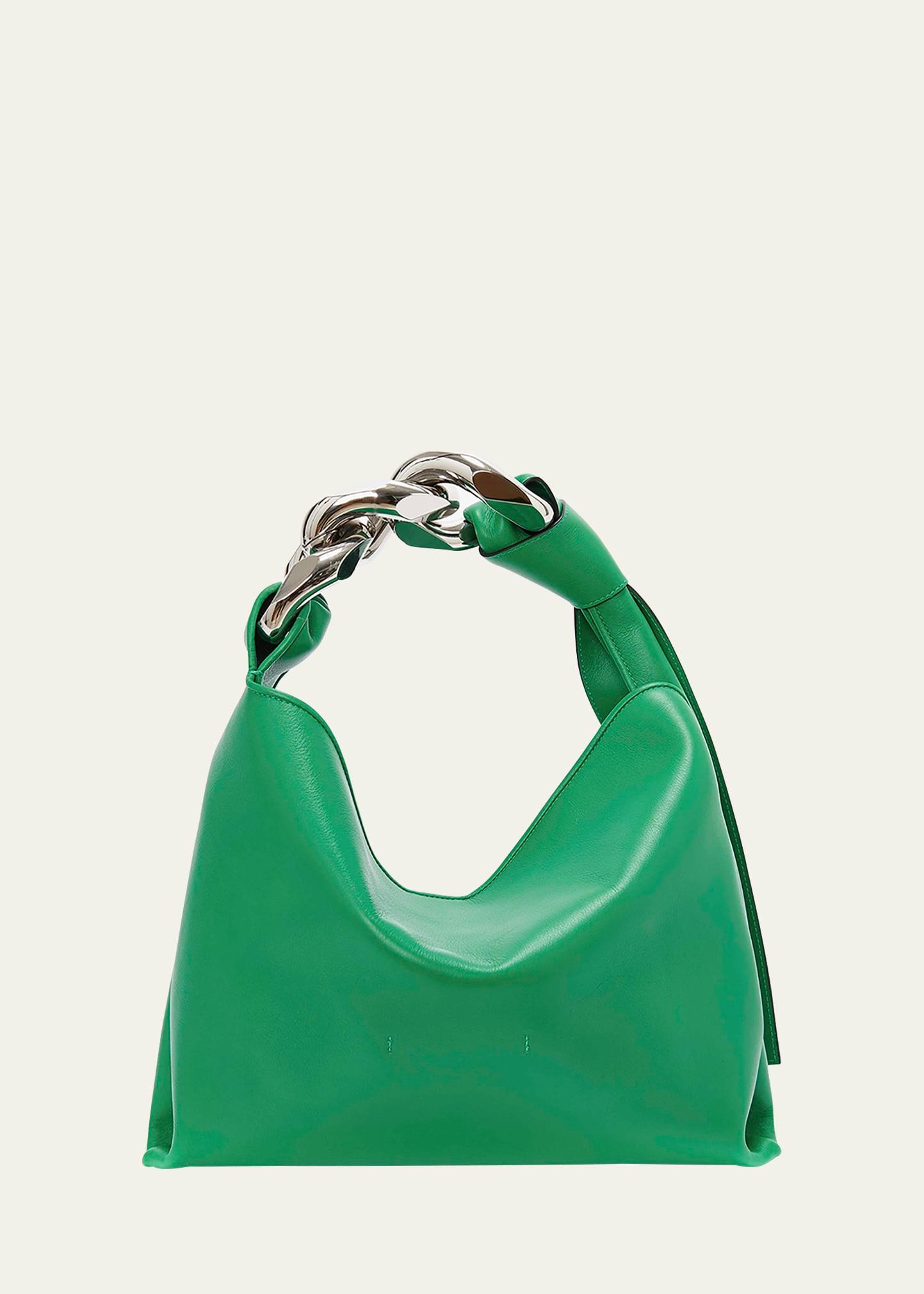 small knot chain leather top-handle bag