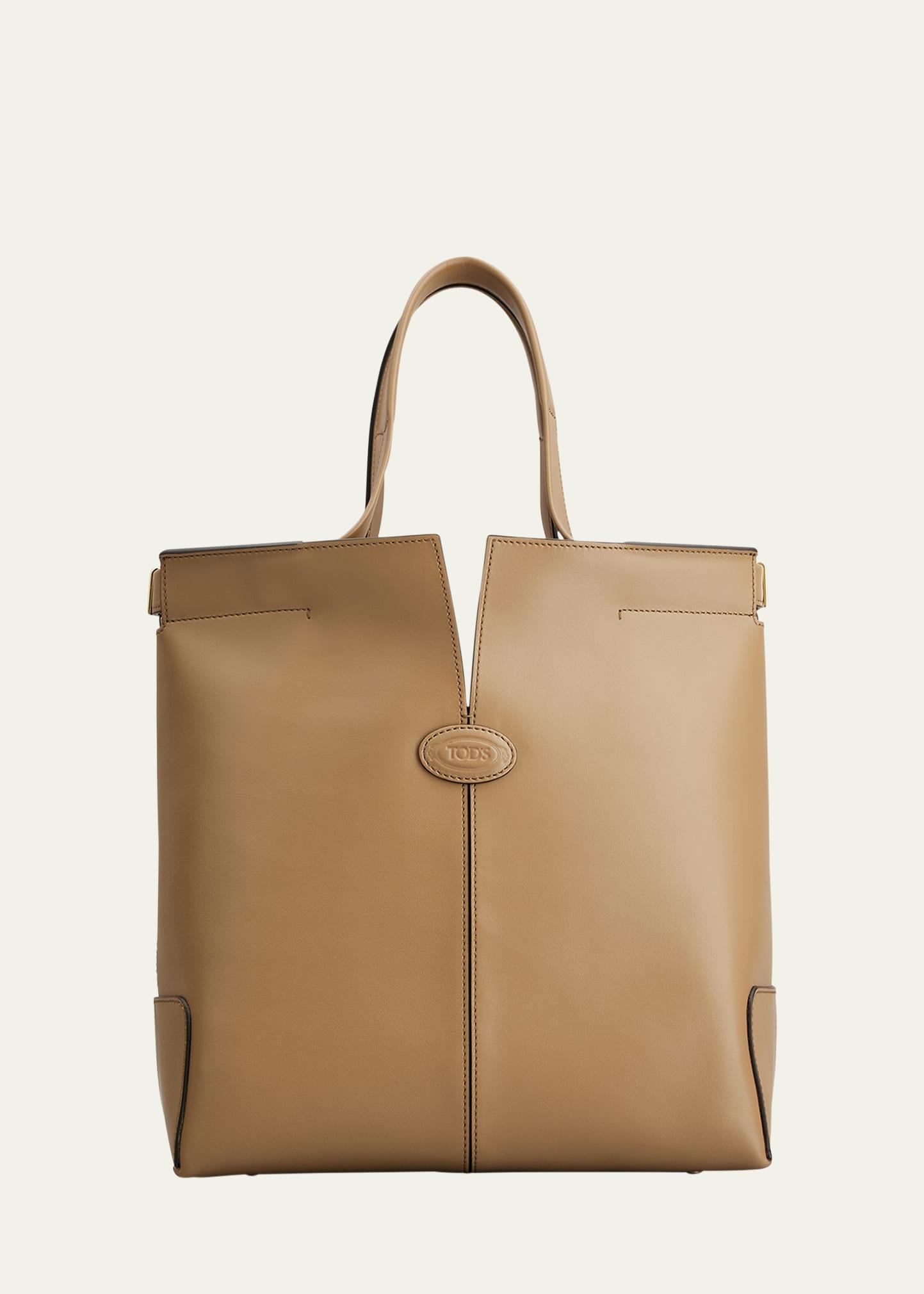 small north-south leather tote bag