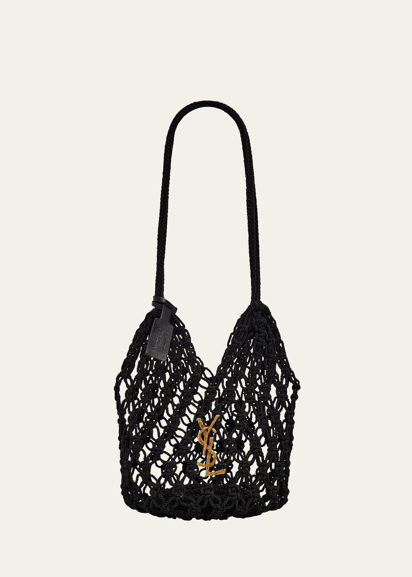 small ysl crochet shopper tote bag
