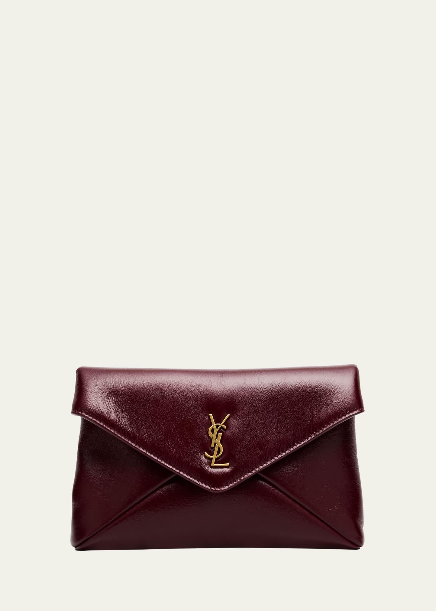 small ysl pouch bag in shiny calfskin leather