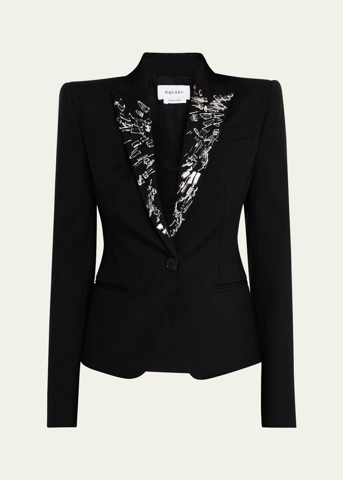 smashed screen crystal-lapel single-breasted jacket