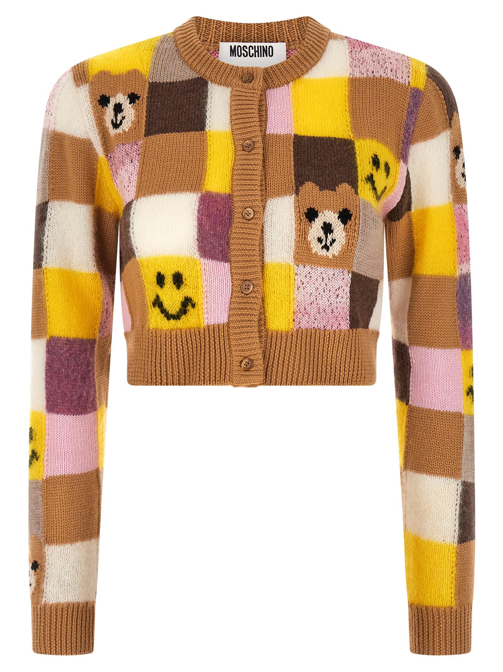 smiley e moschino teddy bear cardigan