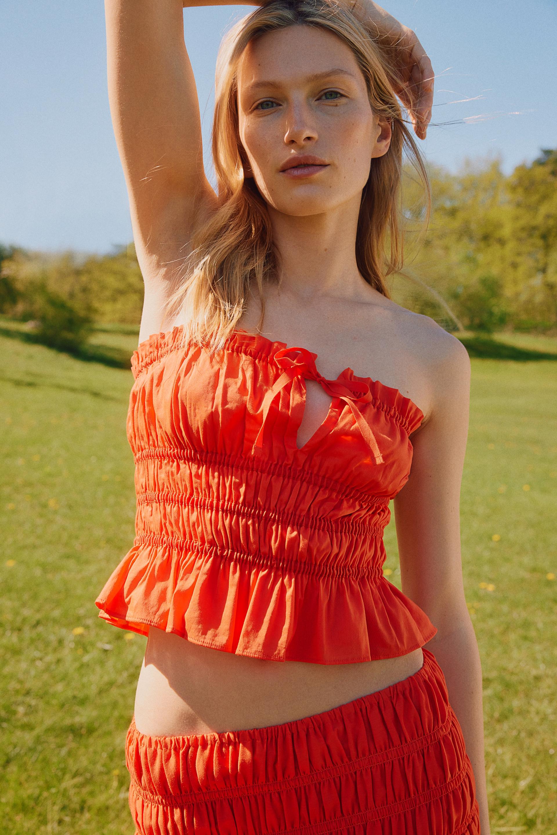 smocked bandeau top