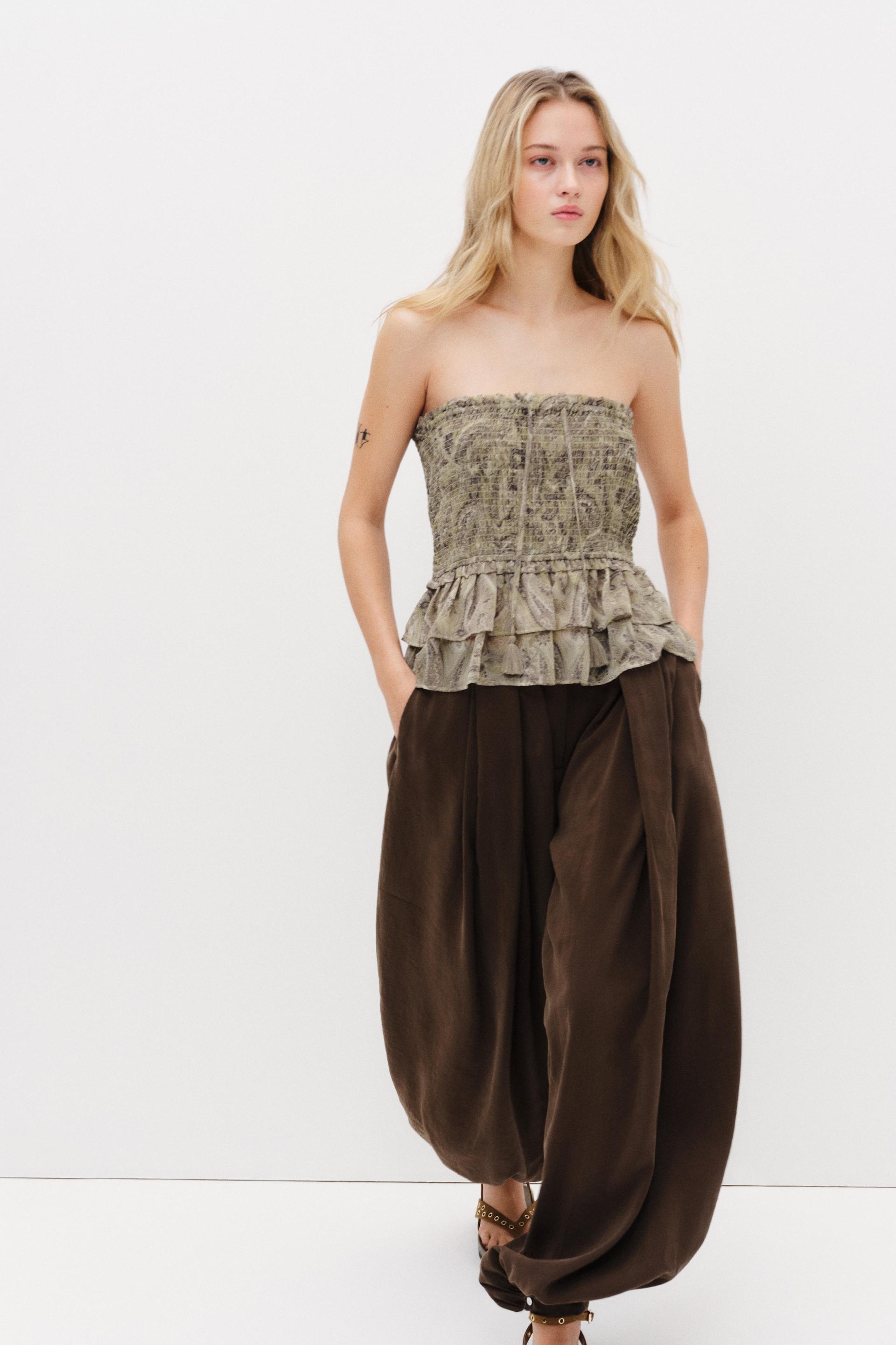 smocked bandeau top