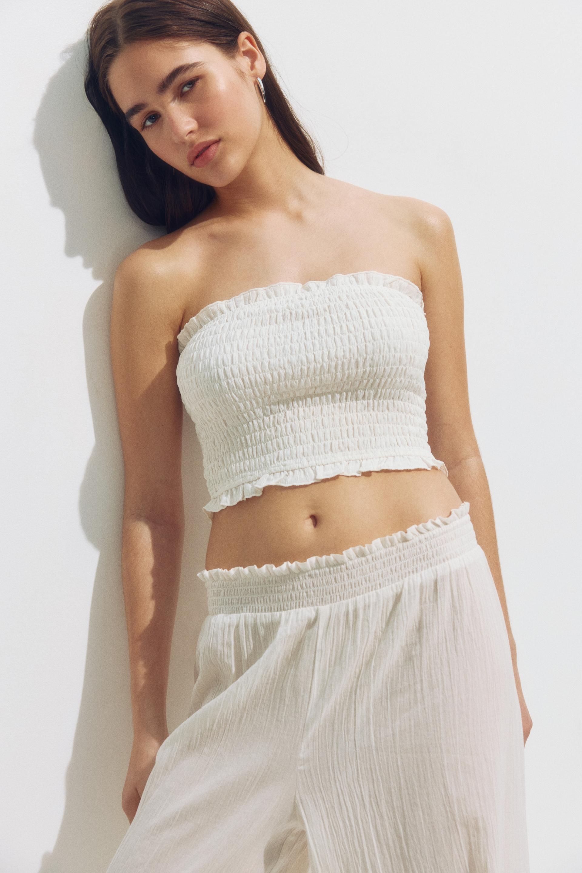 smocked beach tube top