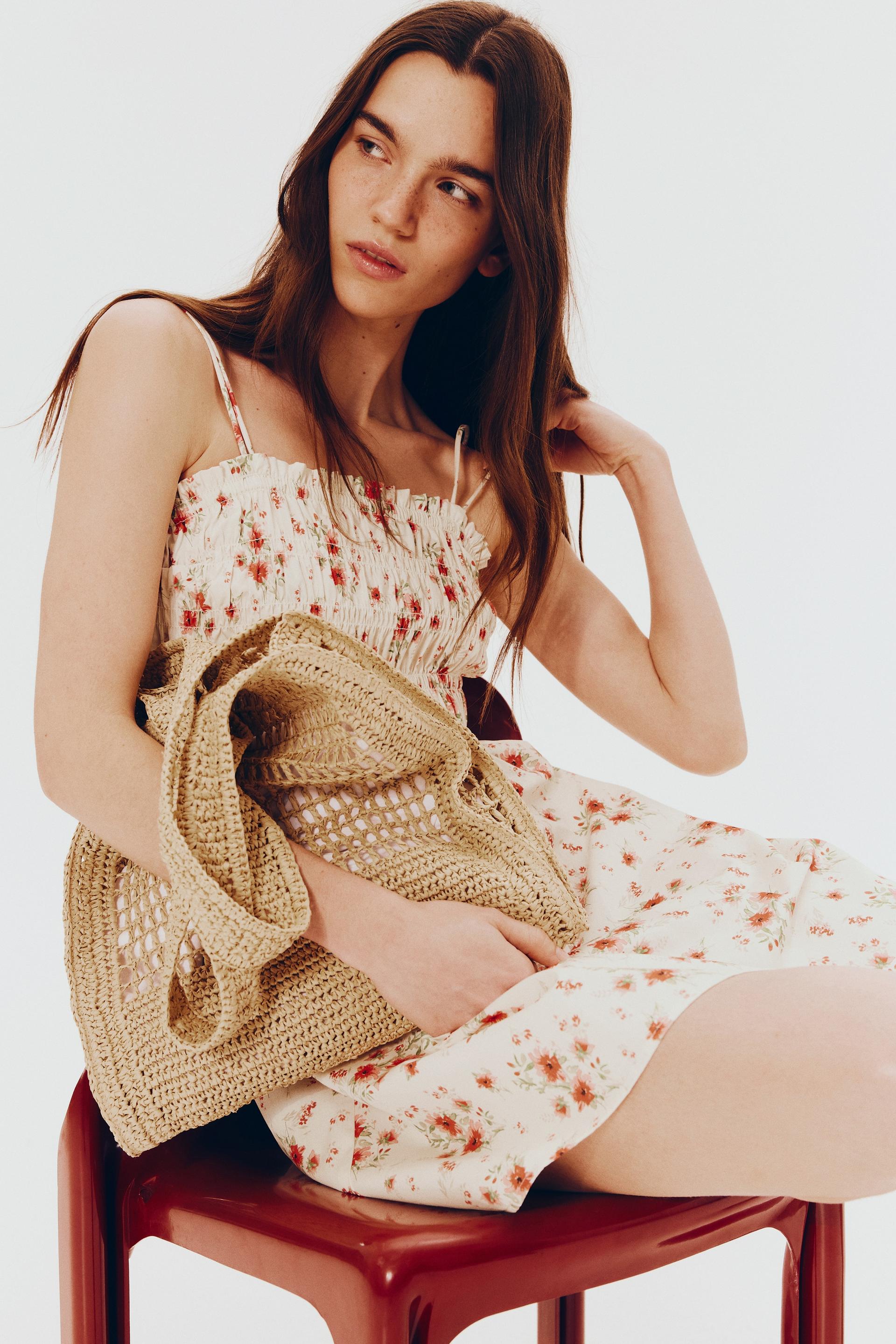 smocked-bodice cotton dress