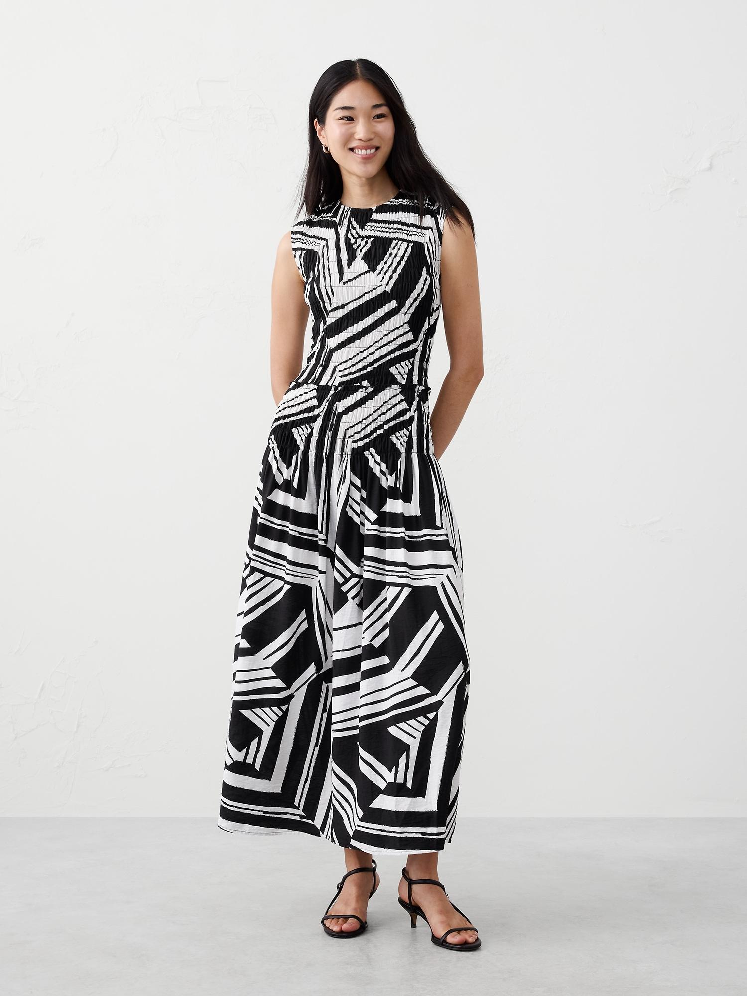 smocked bodice maxi dress