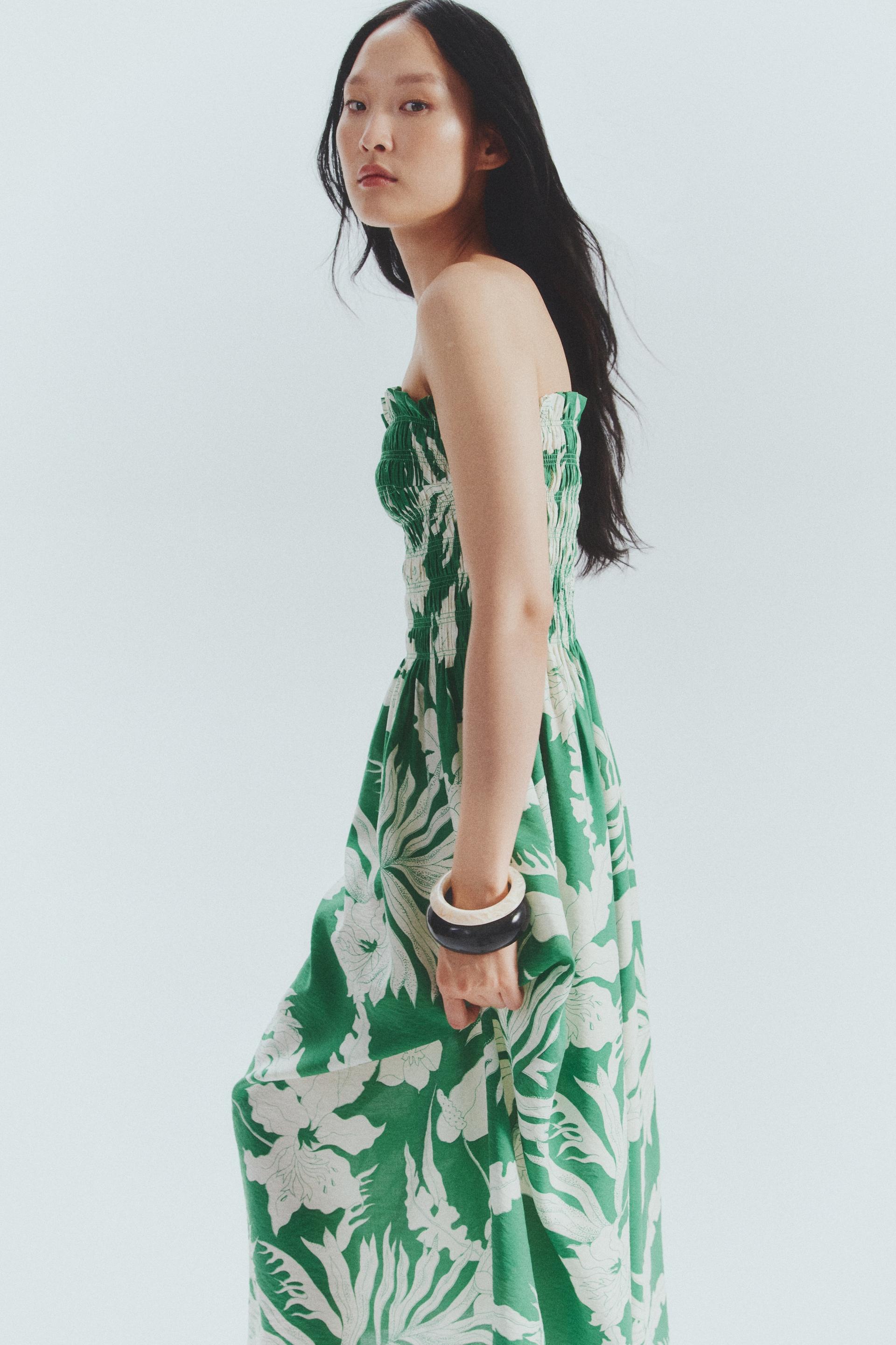 smocked-bodice strappy dress