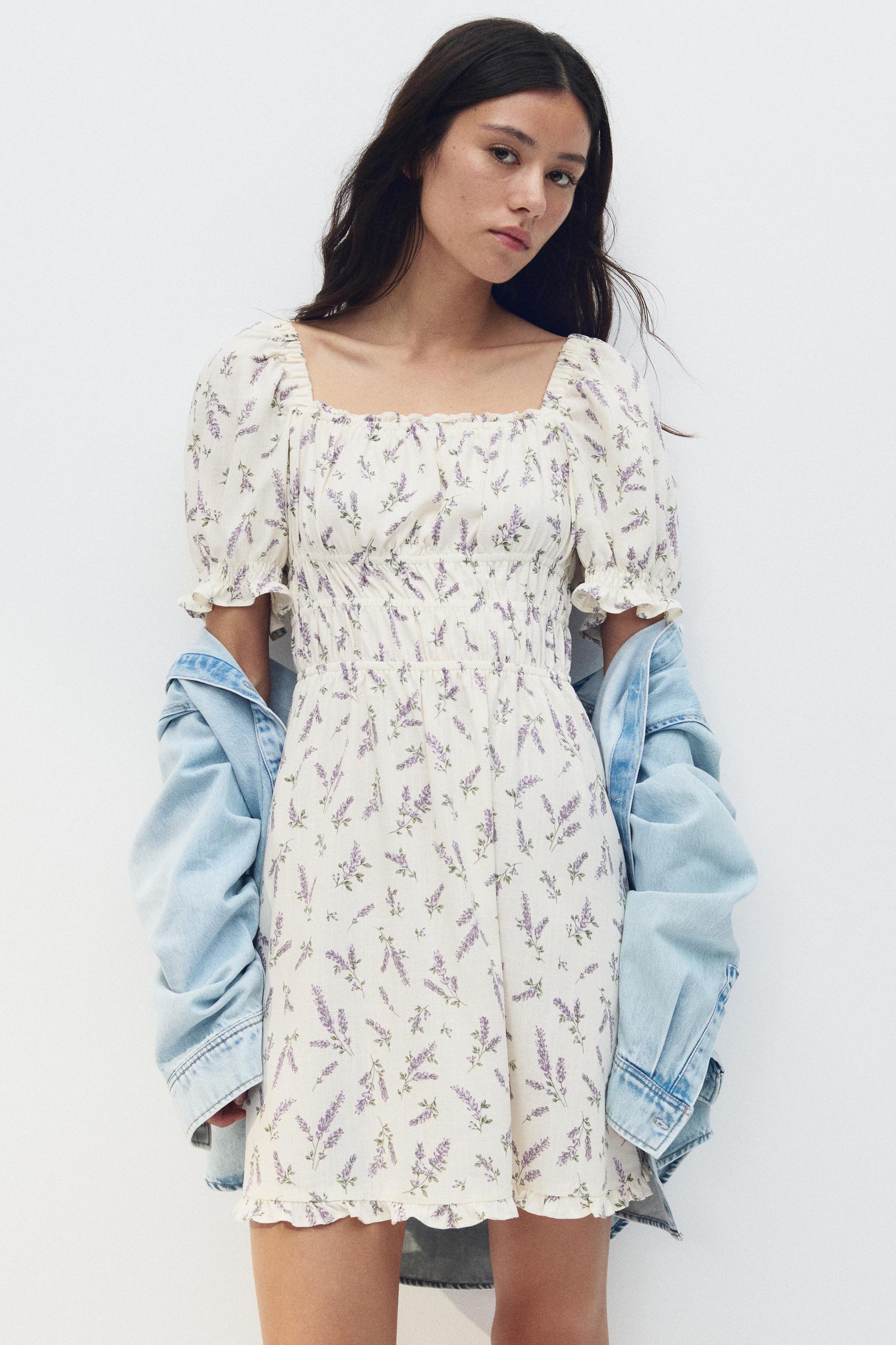 smocked-detail dress