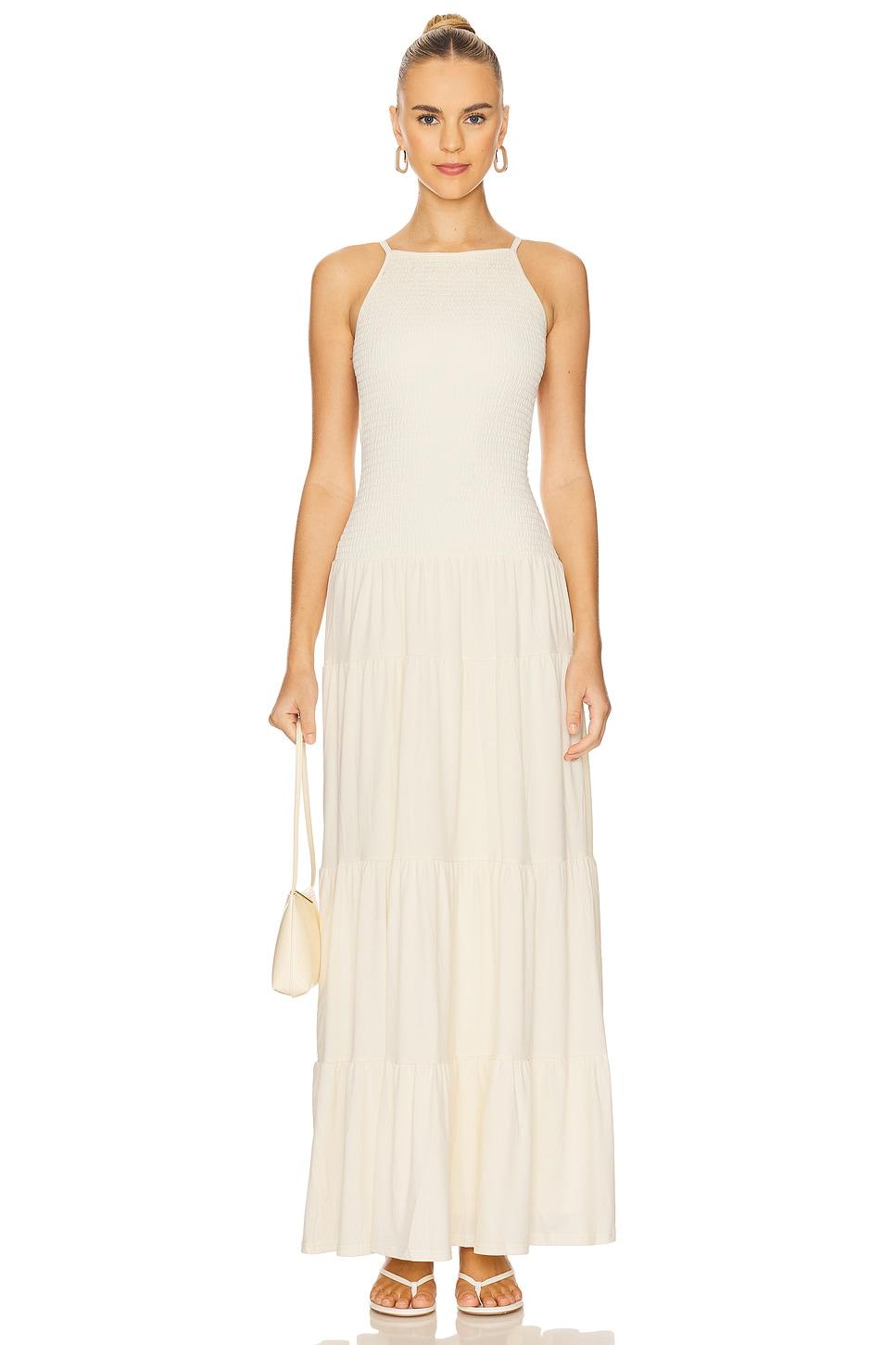 smocked drop waist maxi dress