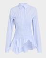 smocked long-sleeve shirt