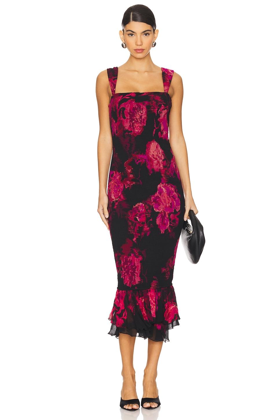 smocked midi dress