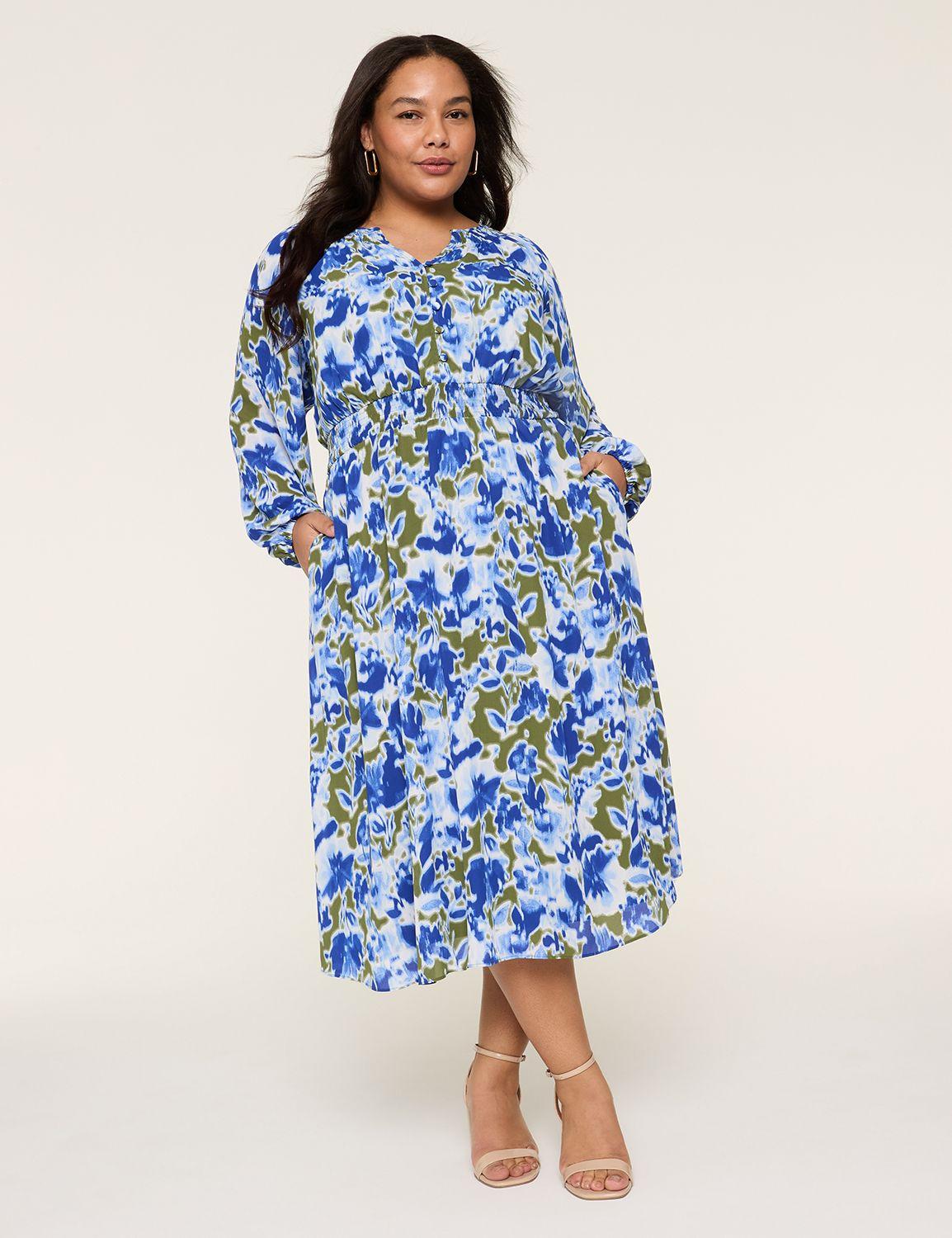 smocked neck & waist maxi dress