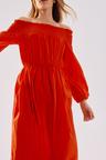 smocked off-the-shoulder dress