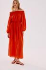 smocked off-the-shoulder dress