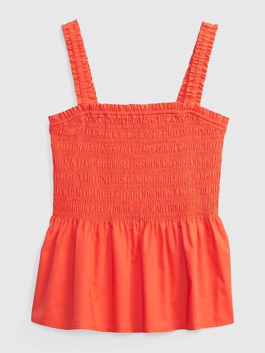 smocked peplum tank top