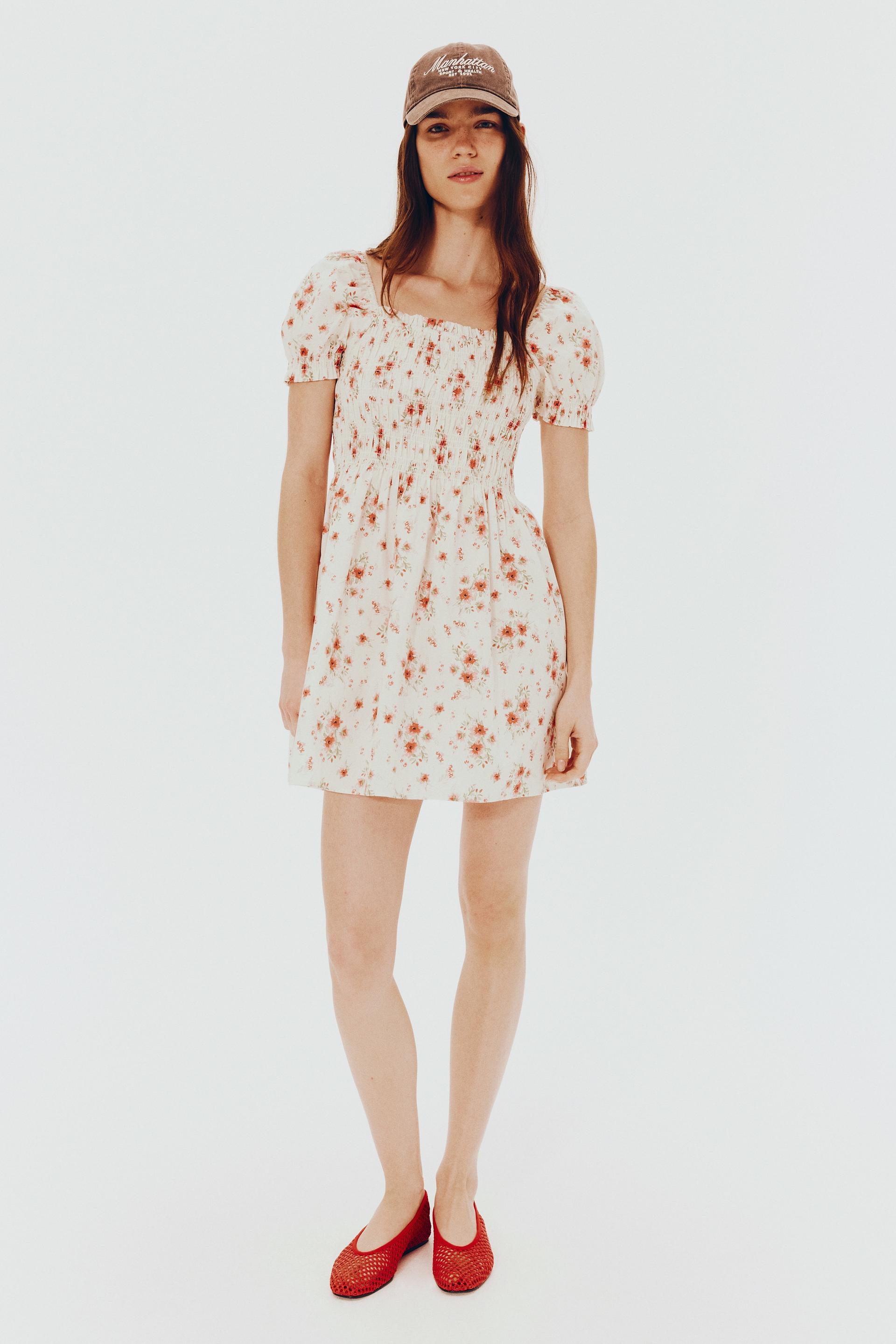 smocked poplin dress