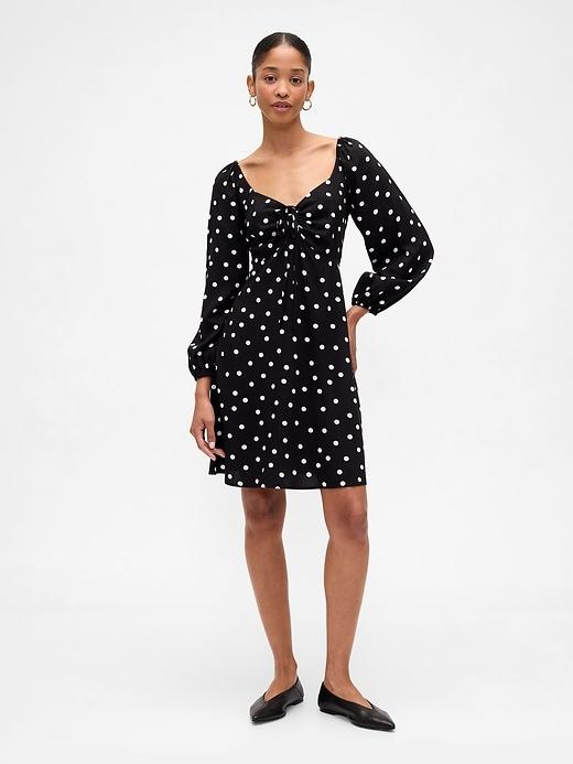 smocked print mini dress