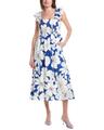 smocked ruffle slv tiered midi