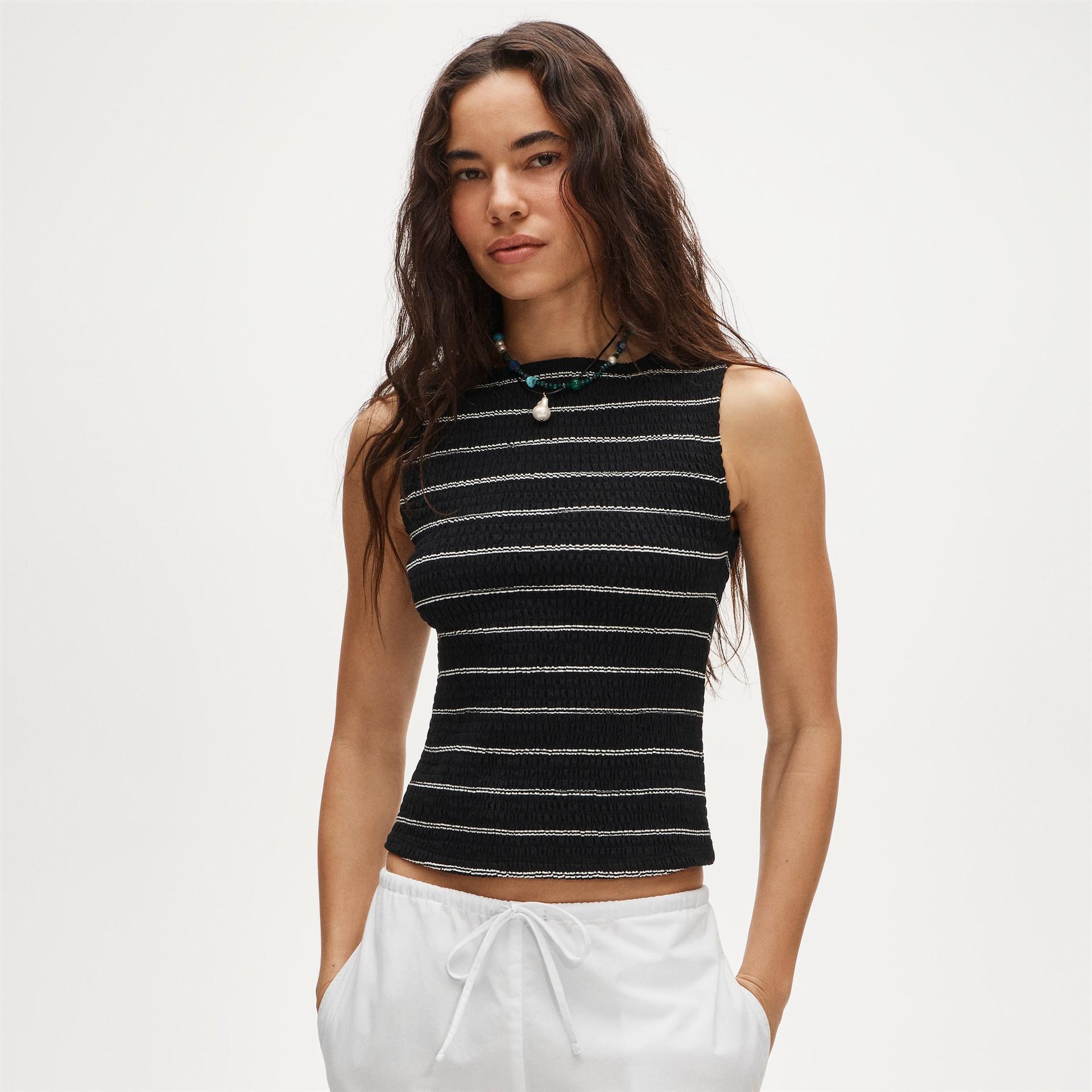 smocked shell tank top