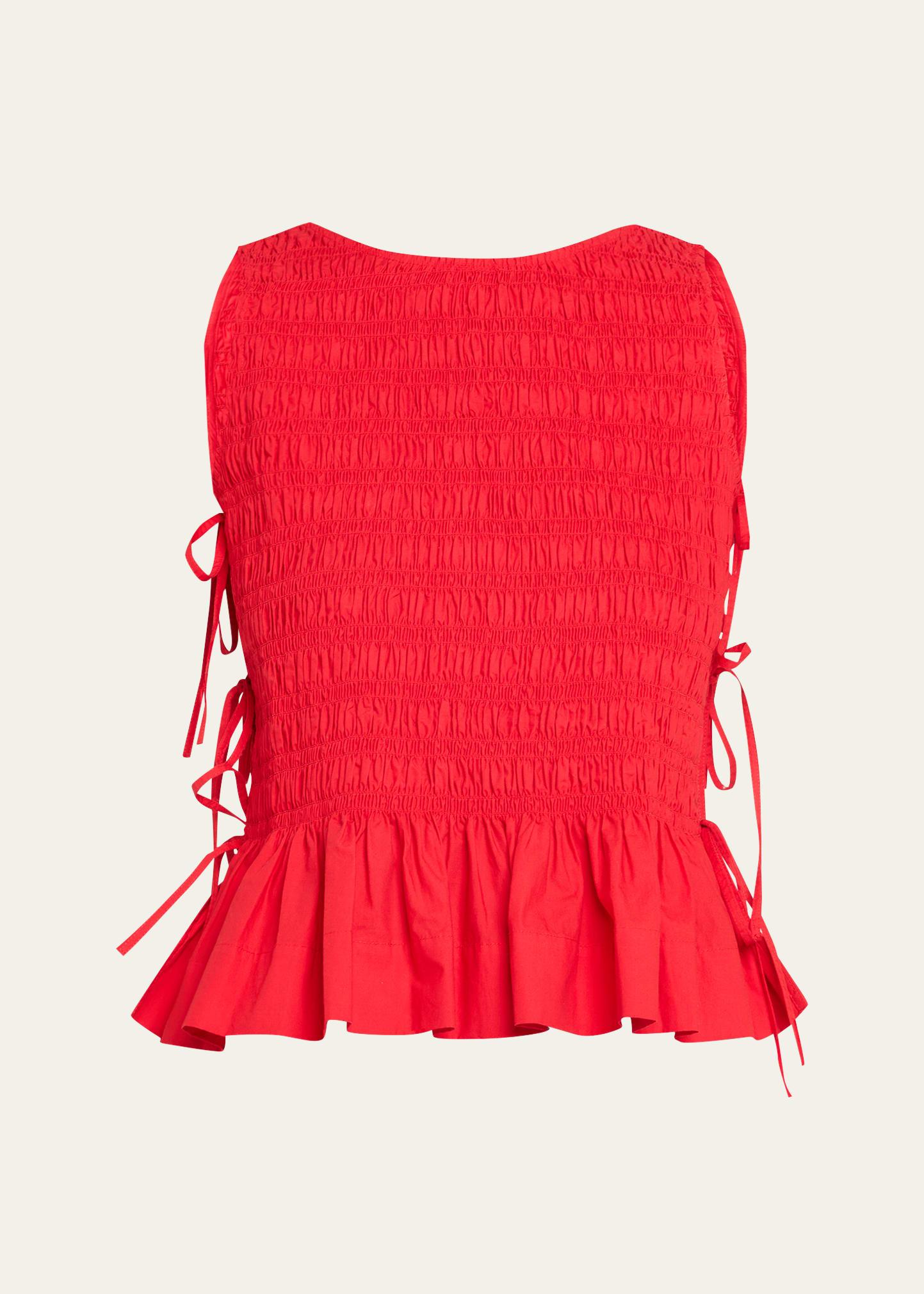 smocked side-tie peplum top