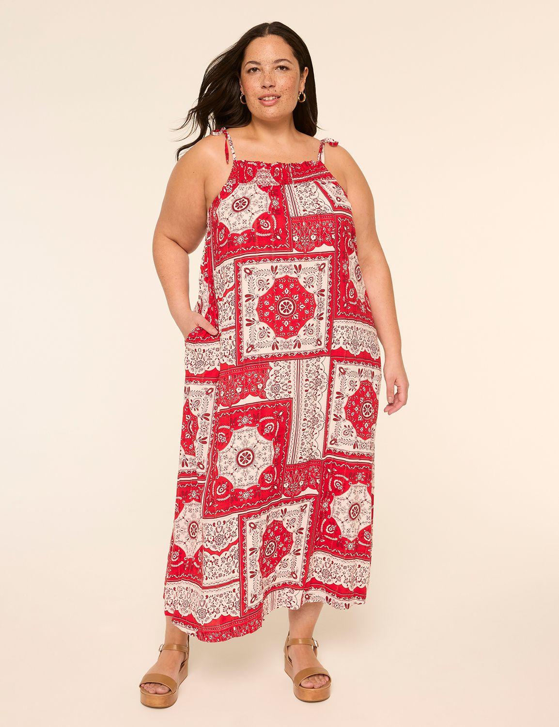 smocked square-neck maxi dress