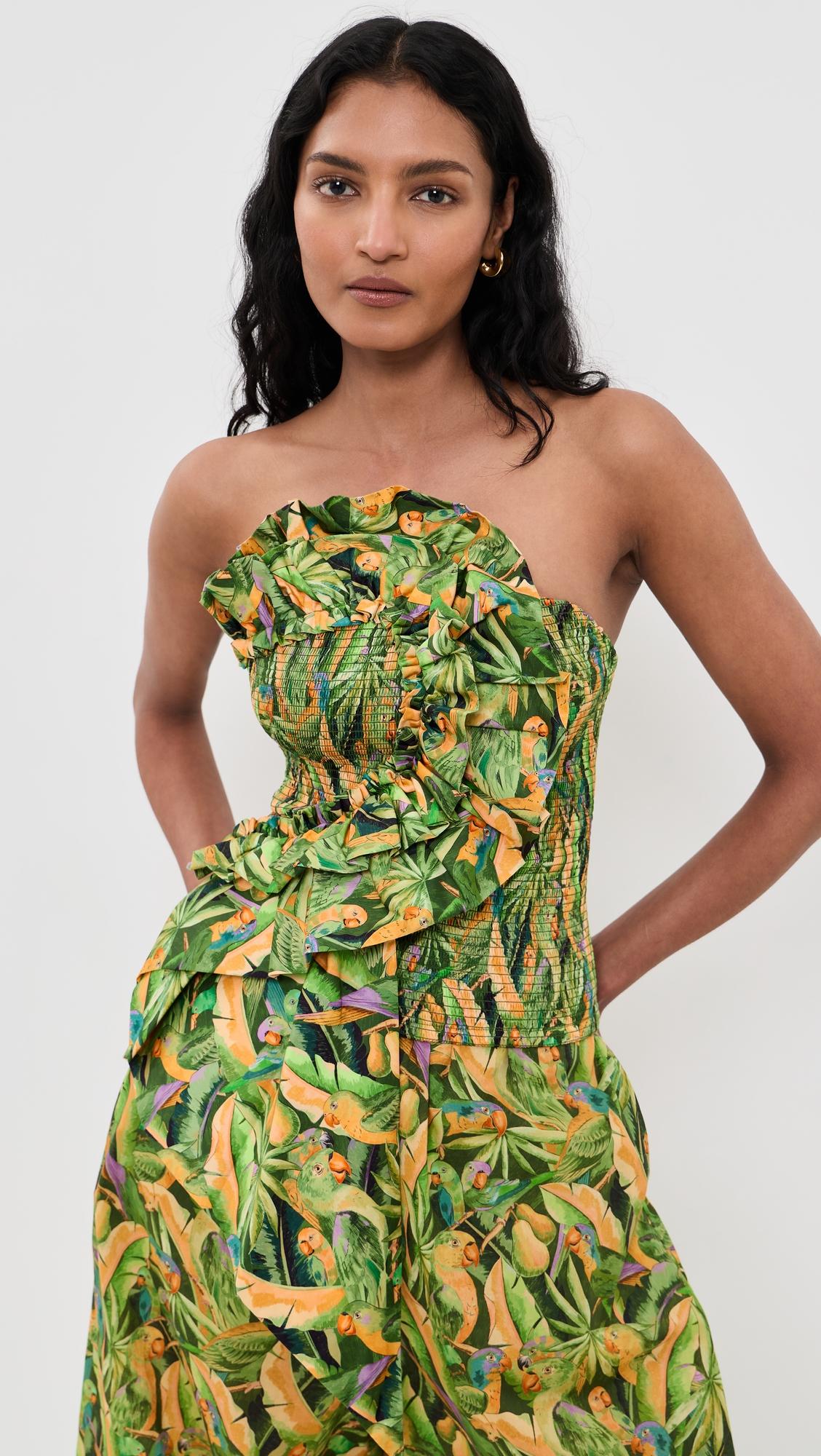 smocked strapless top