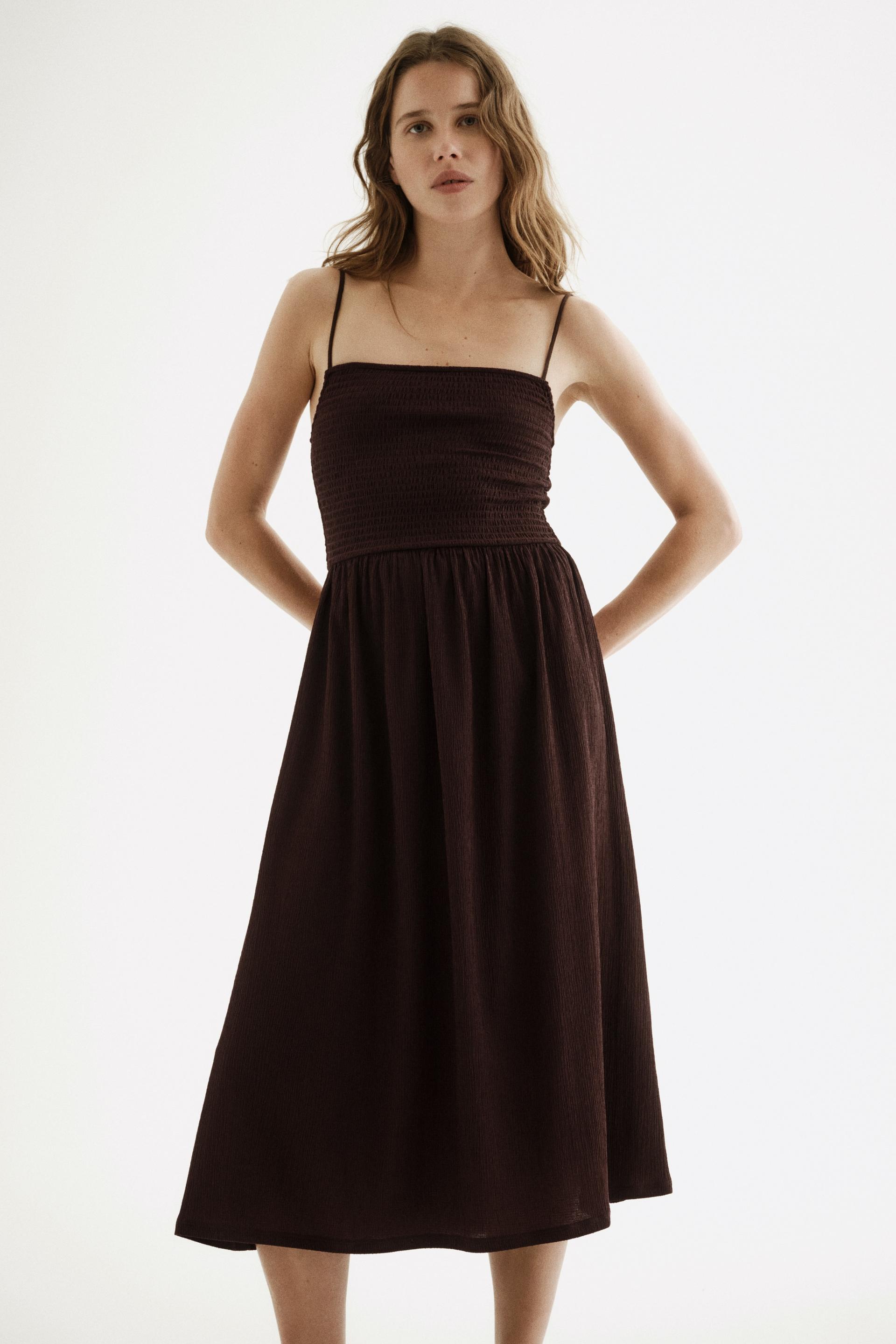 smocked strappy dress