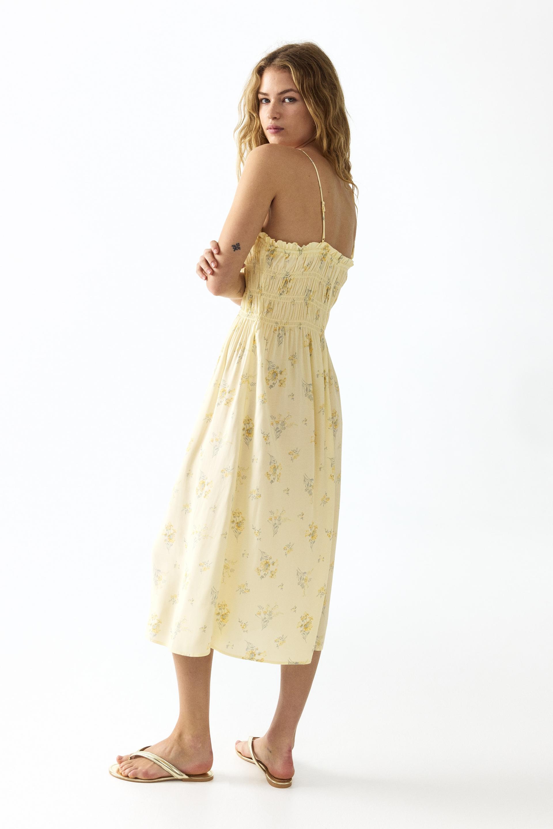 smocked strappy dress