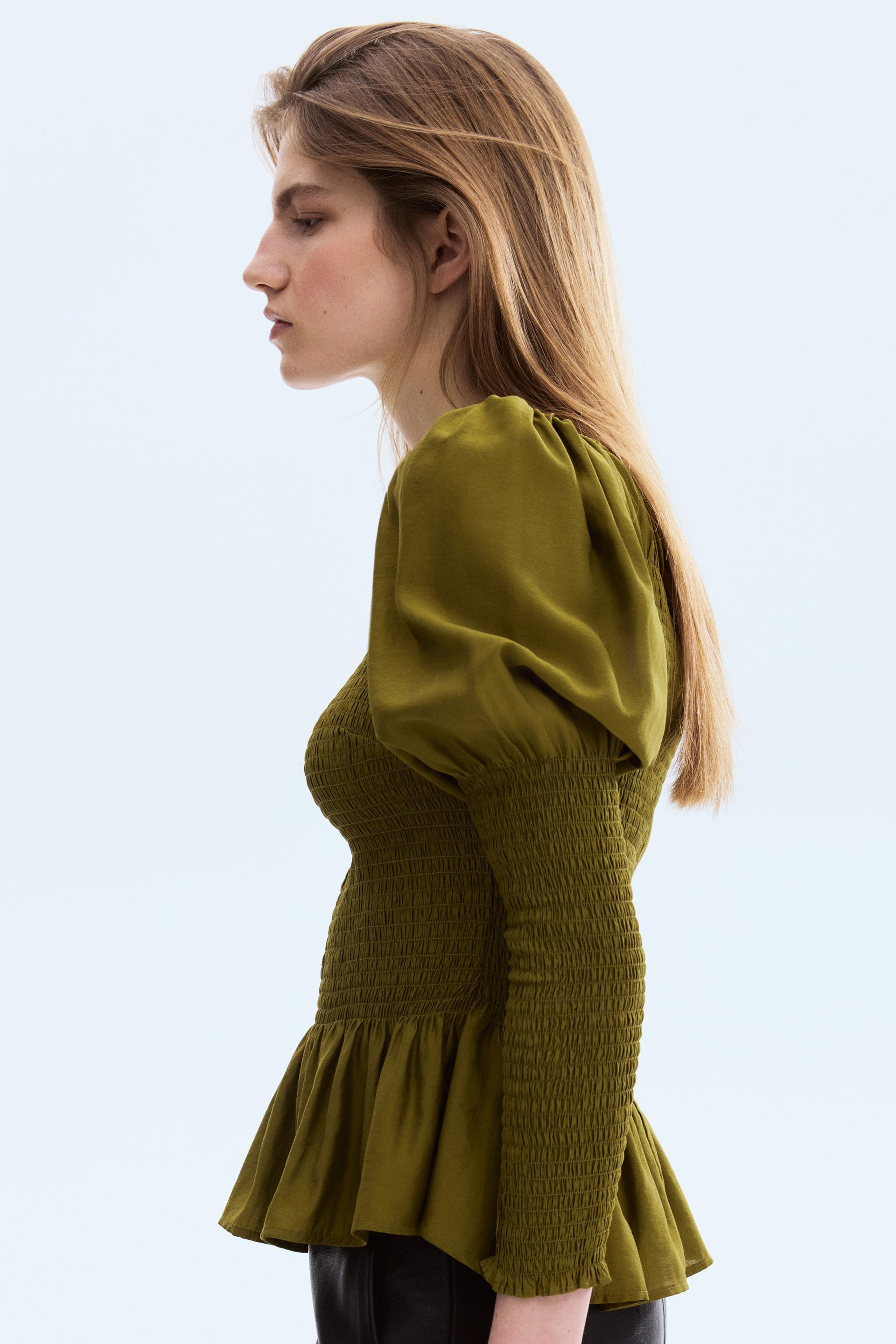 smocked viscose-blend blouse