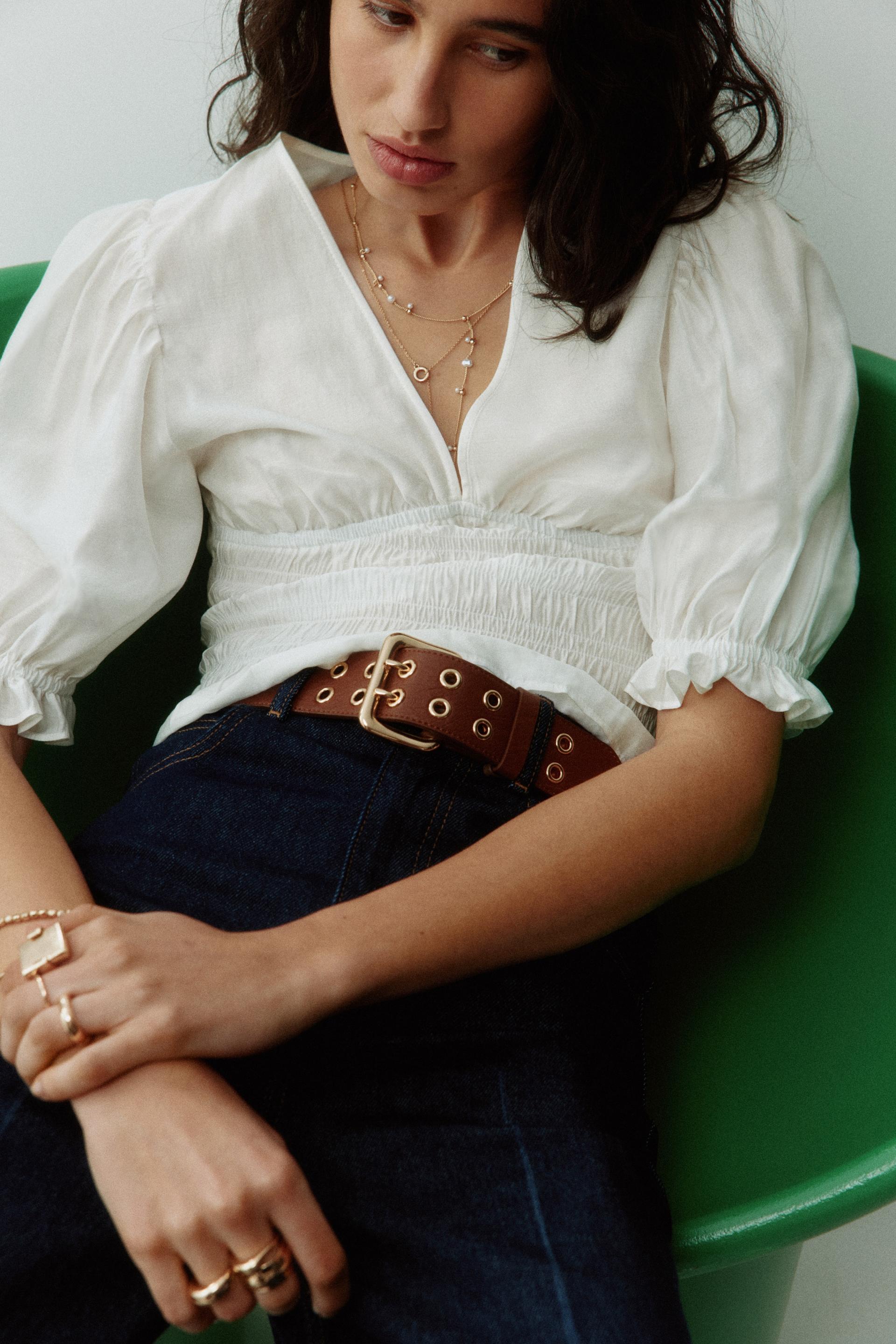 smocked-waist blouse