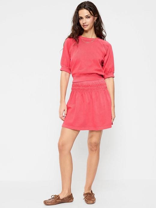 smocked-waist mini skirt