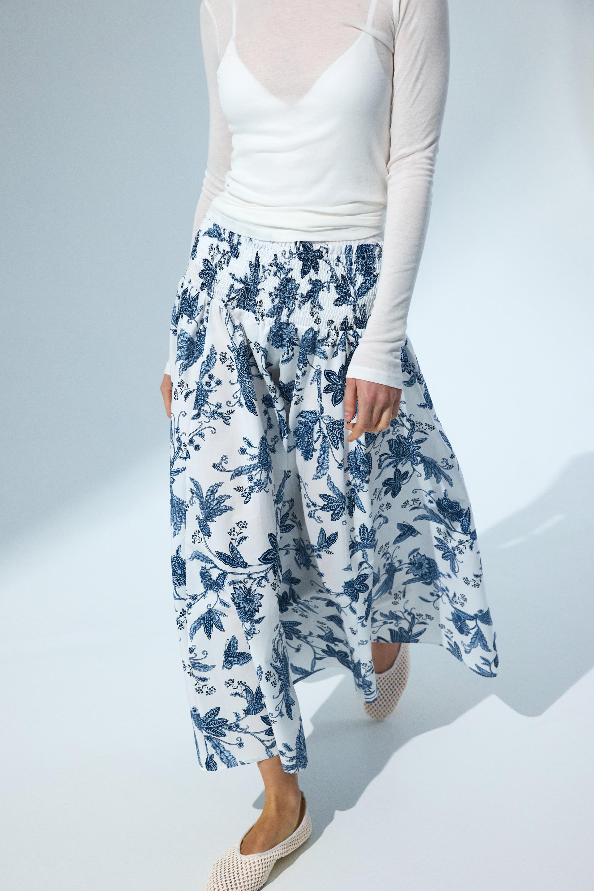 smocked-waist skirt