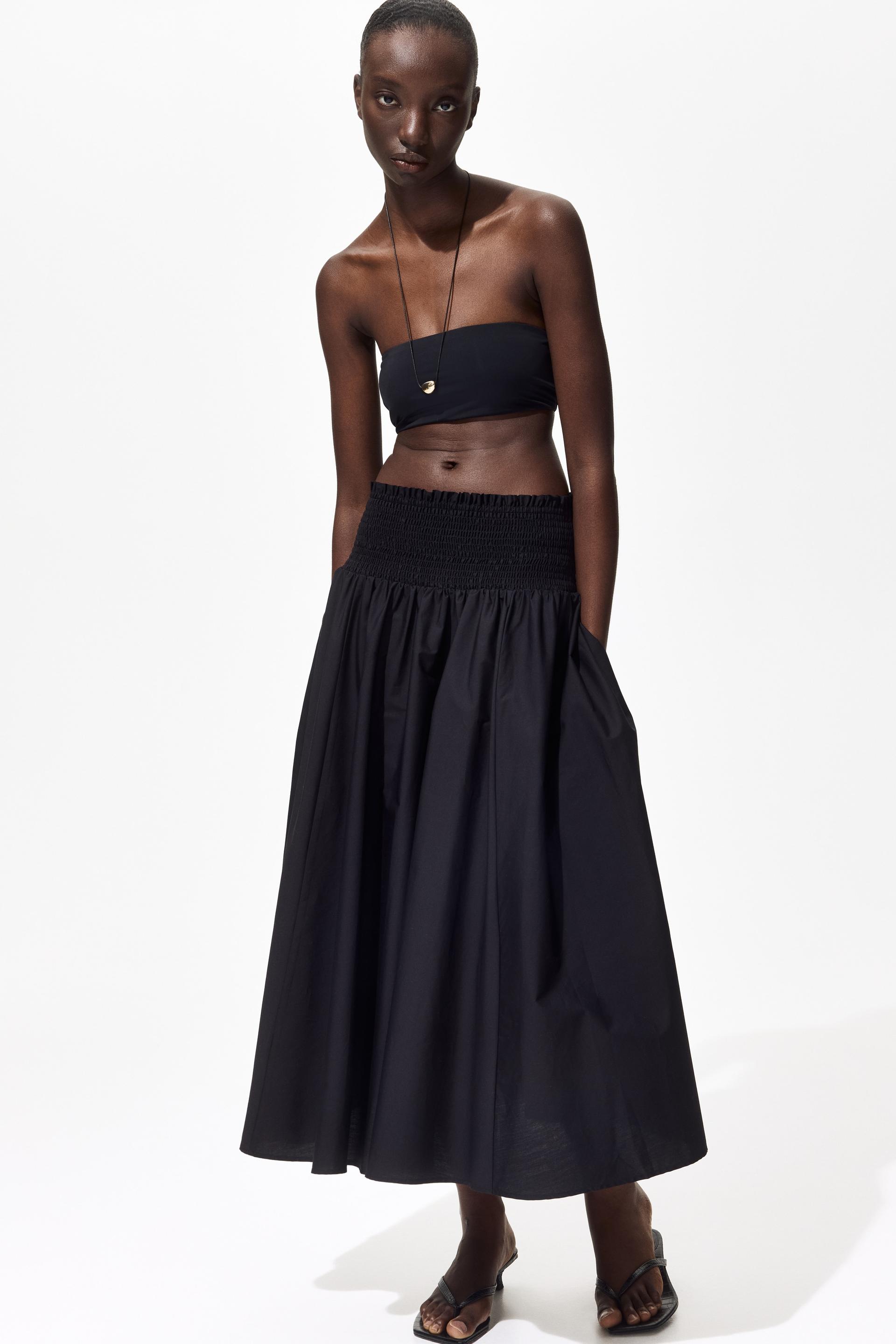 smocked-waist skirt
