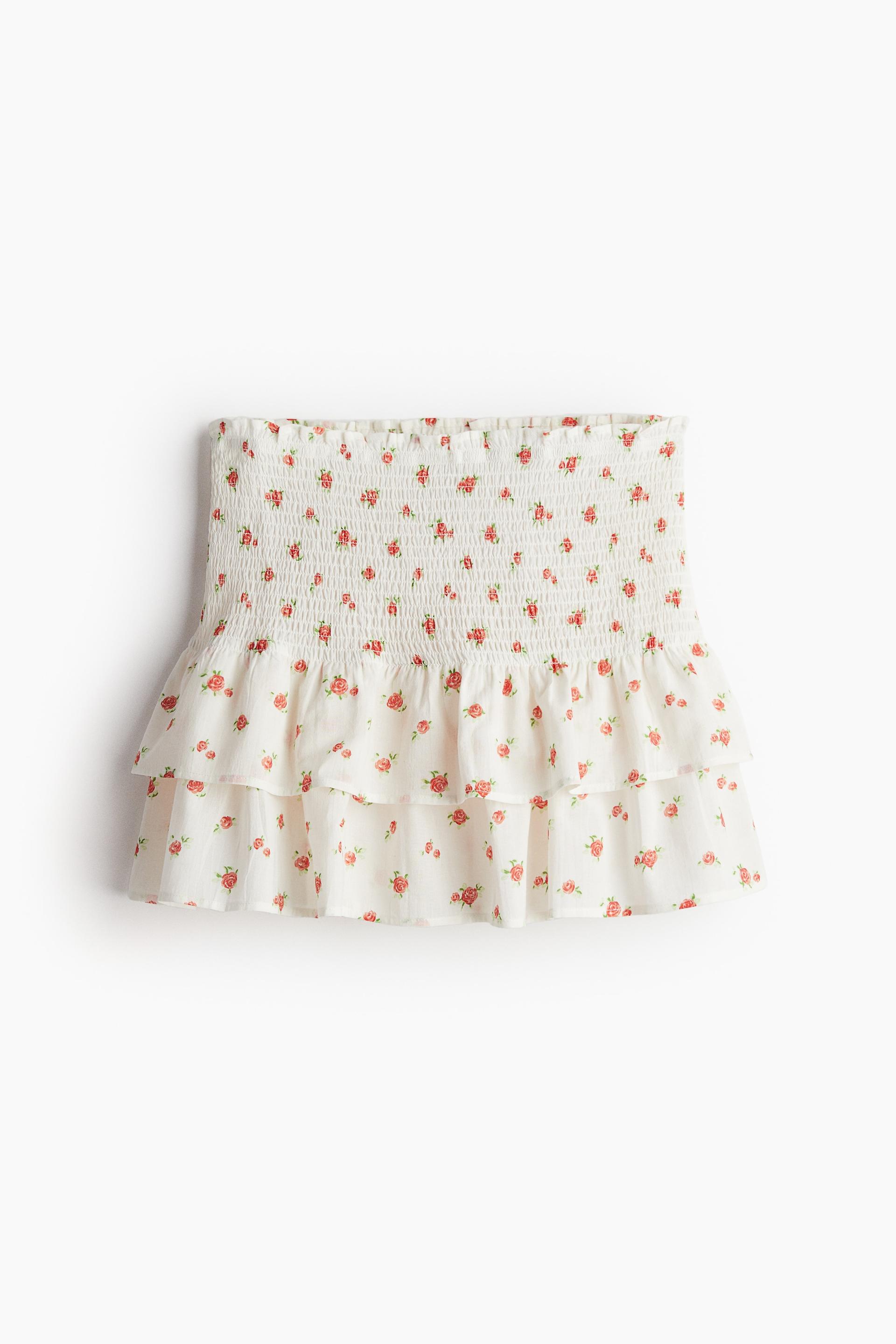 smocked-waist tiered skirt