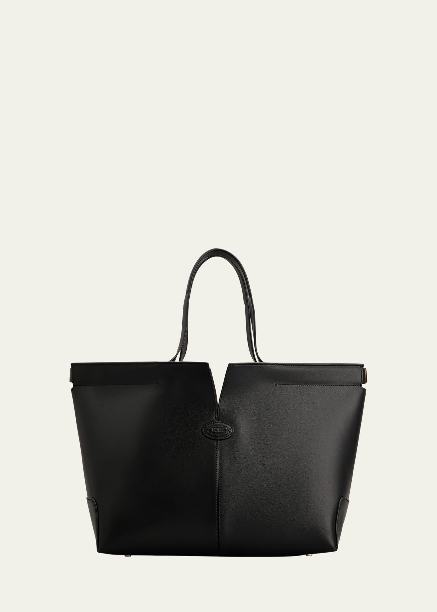 smooth leather shopper tote bag