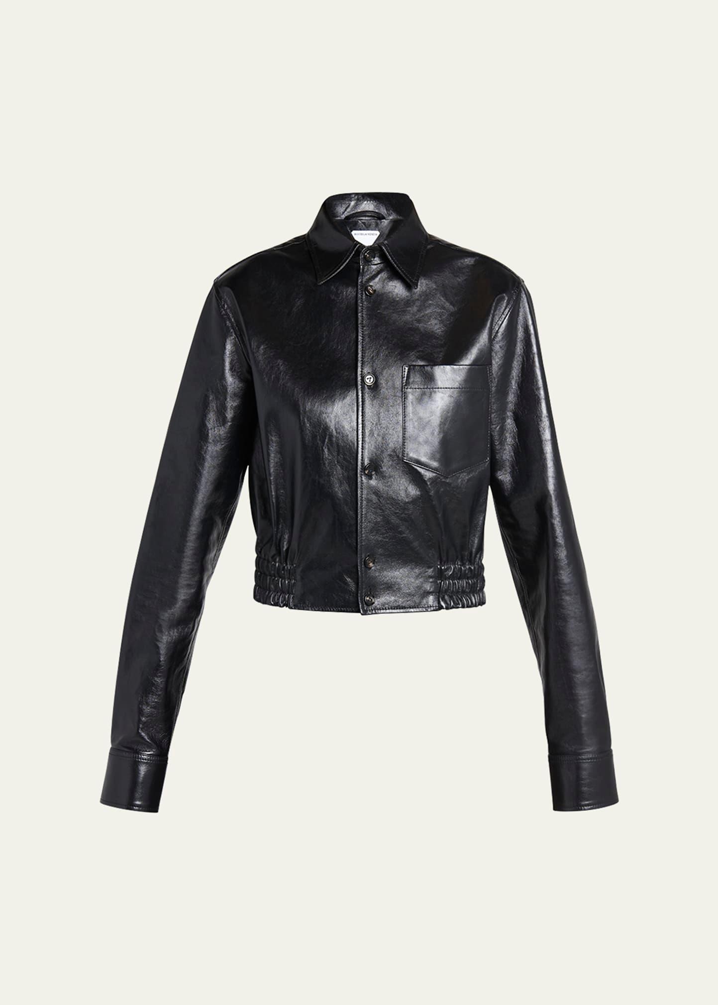 smooth nappa leather short jacket