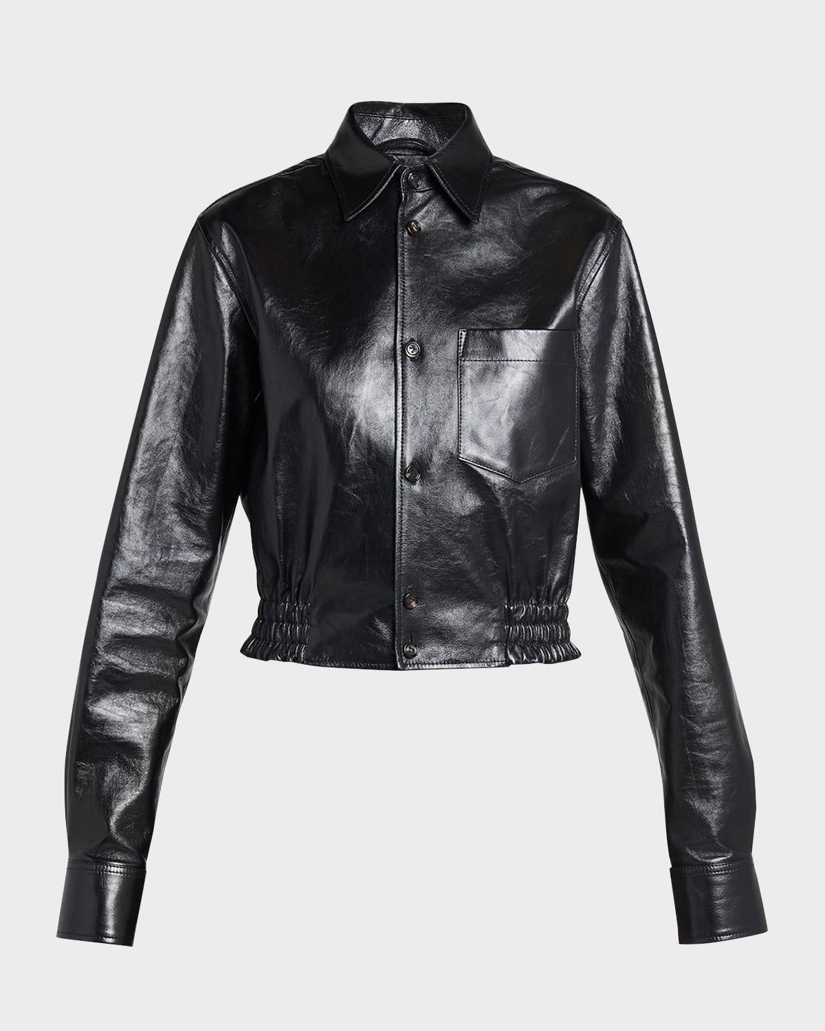 smooth nappa leather short jacket