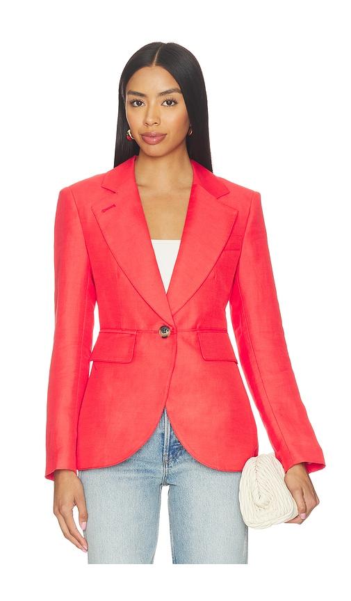 smythe seamed blazer in red.