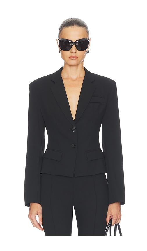 smythe two button tillie blazer in black.