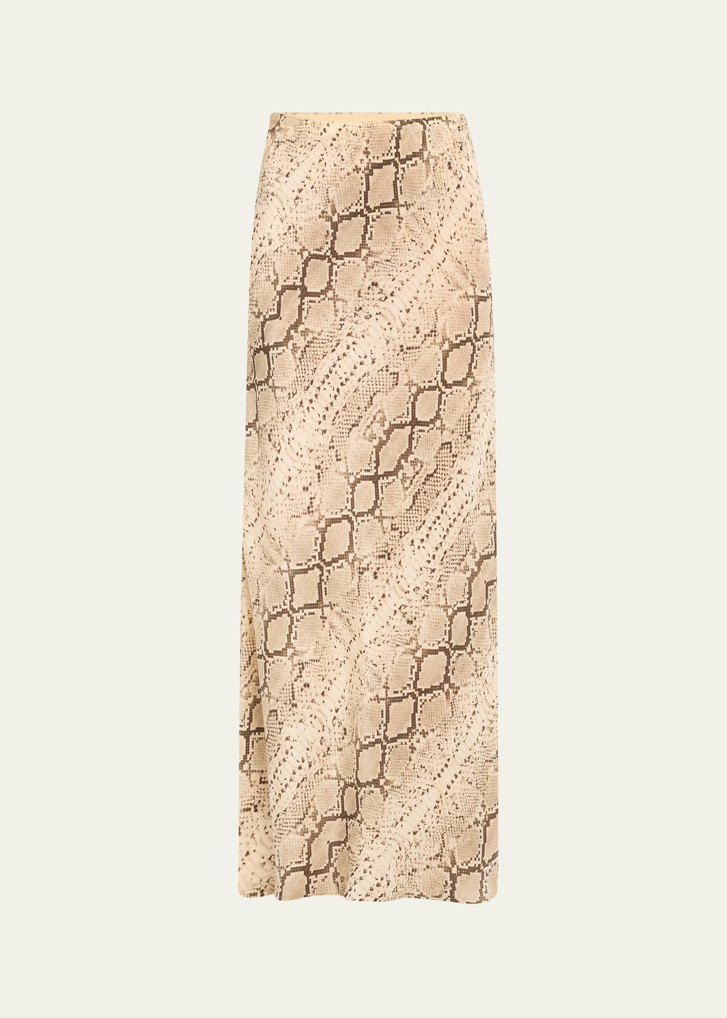snake bias-cut silk maxi skirt