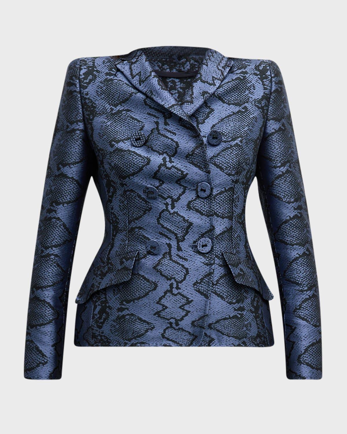snake print double-breasted jacket