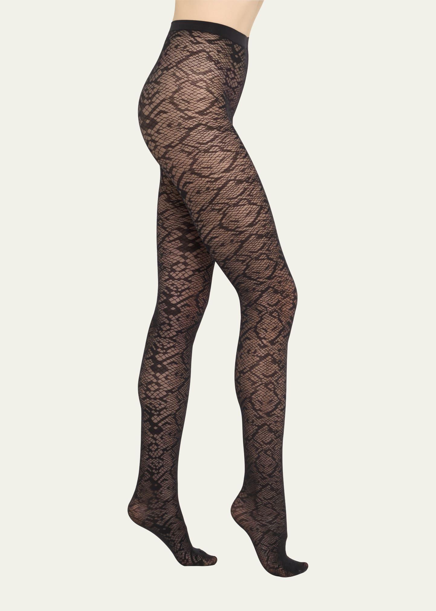 snakeskin jacquard tights, 30 denier