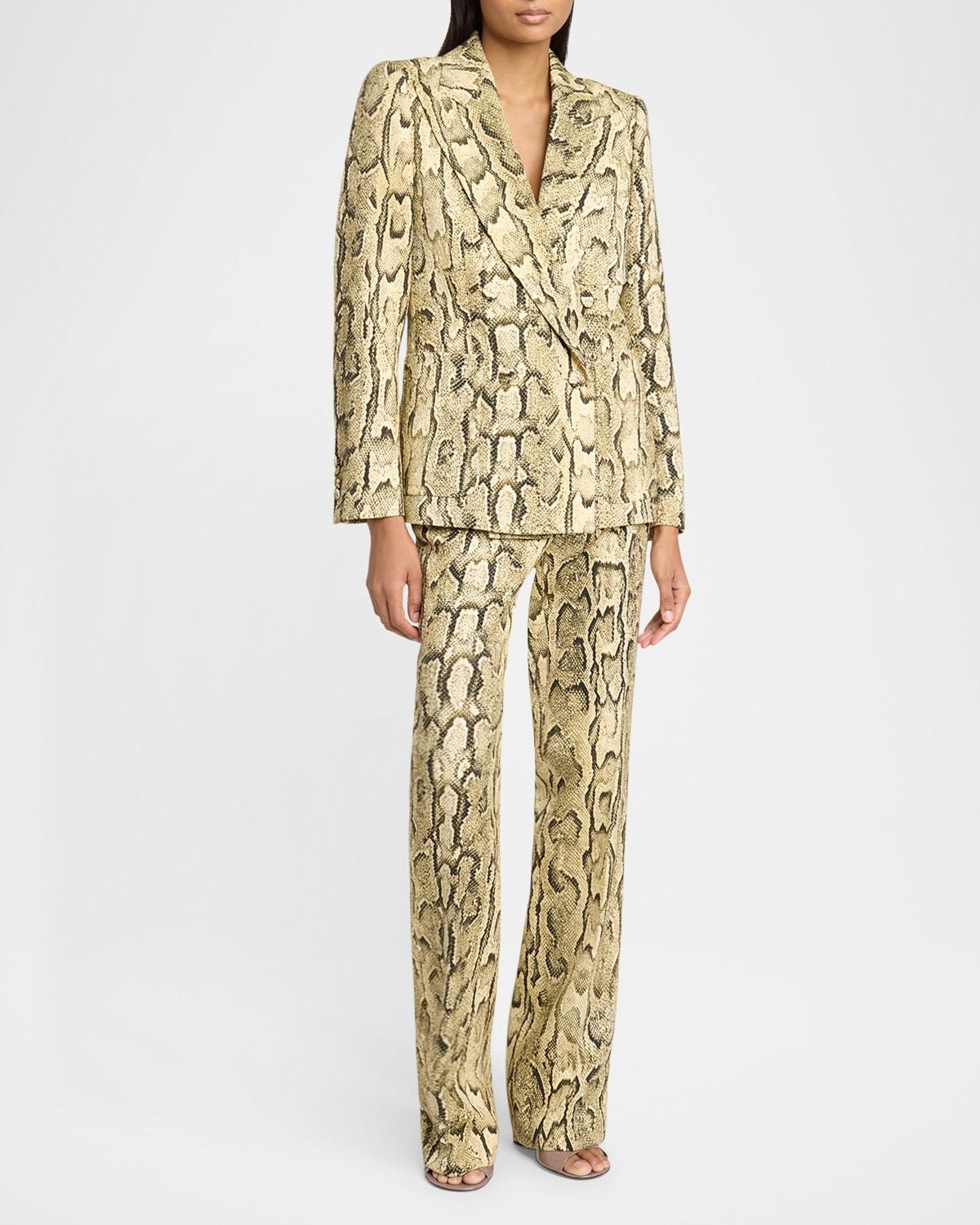 snakeskin-print double-breasted blazer