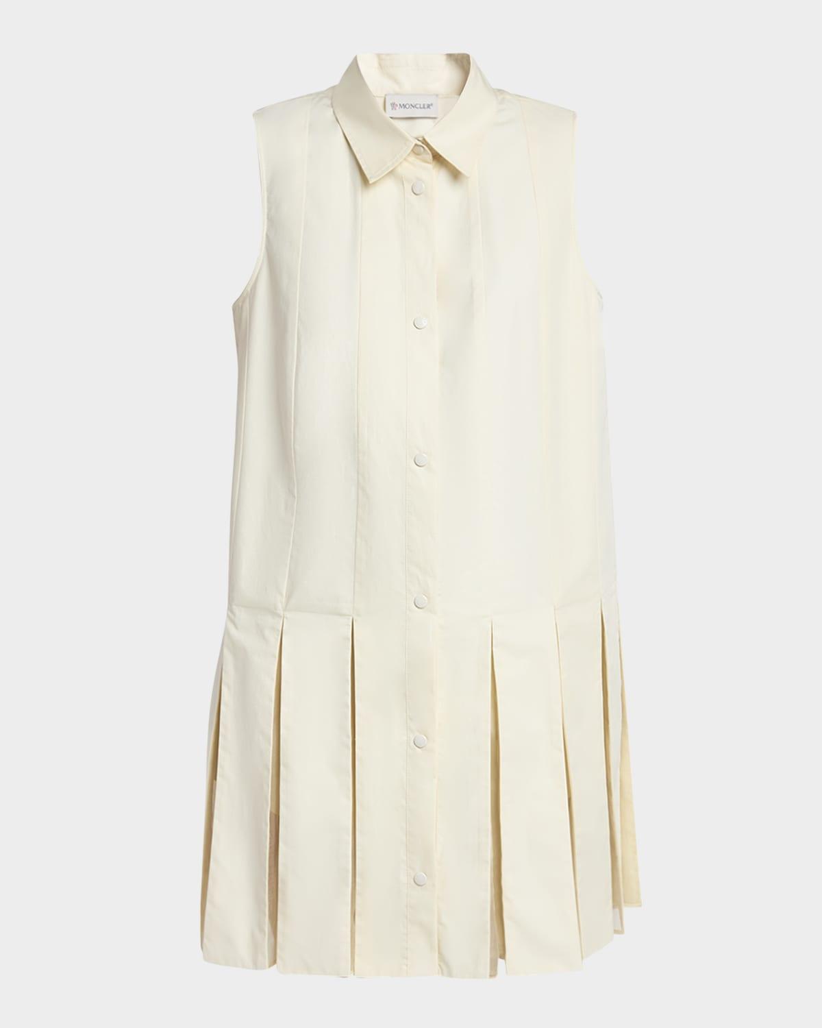 snap-front sleeveless godet dress