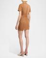 snap-gathered suede mini dress