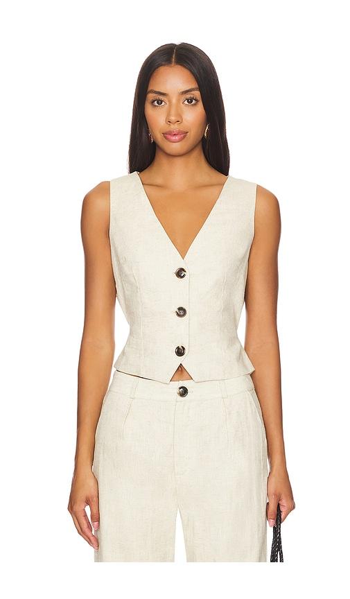 sndys allegra linen vest in white.
