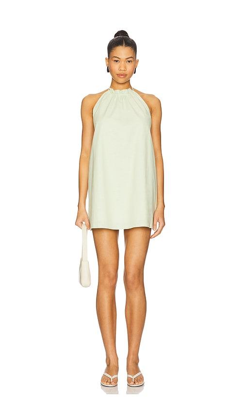 sndys alysse halter mini dress in sage.