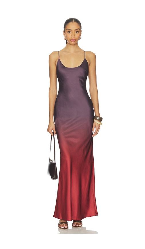 sndys amaya bias maxi dress in purple,red.