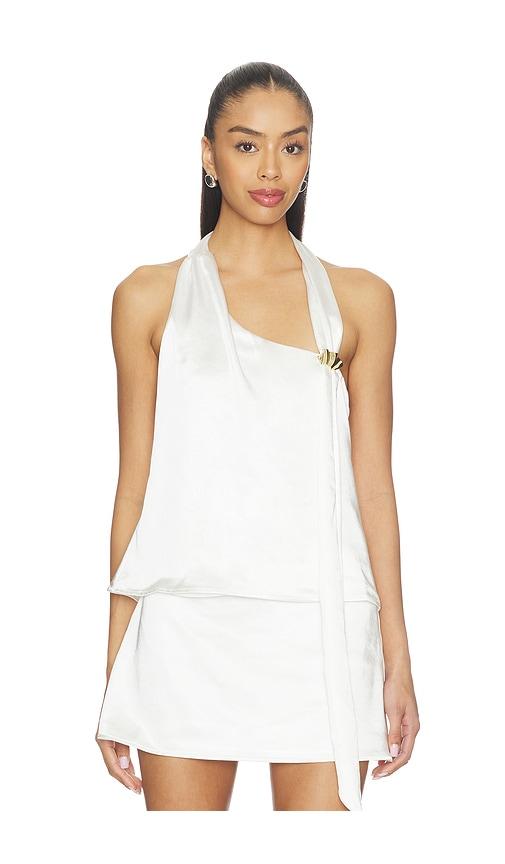 sndys anise halter top in white.